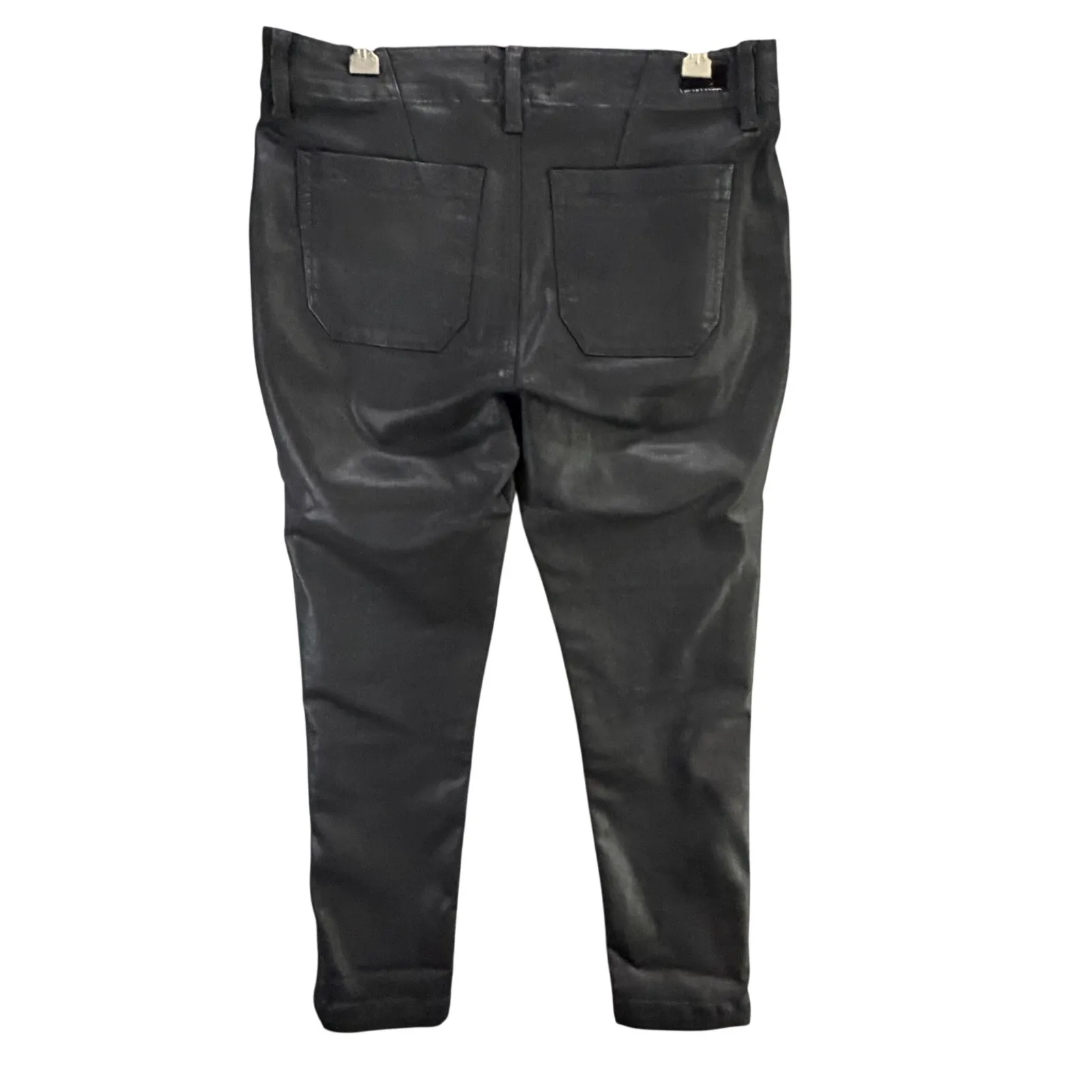 Paige Mayslie Straight Ankle Jeans Womens 30 Black Soft Coated Denim Modern Chic - Image 6