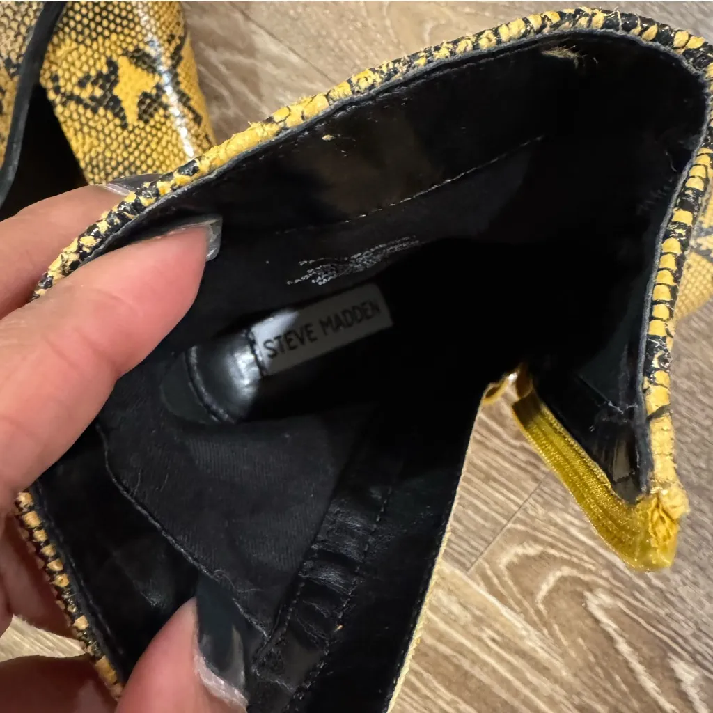 Steve Madden Rarely Yellow Snakeskin Pattern Ankle Booties - Image 7