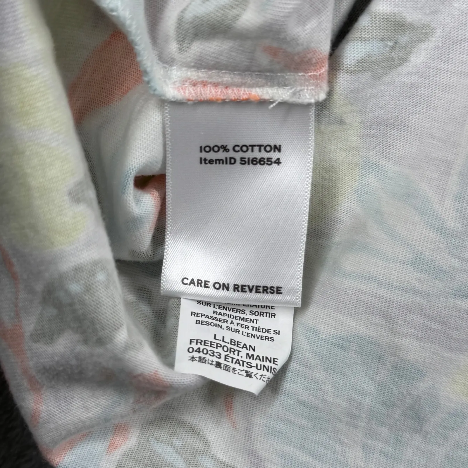 LL Bean Signature Tee XL Tropical Leaf Print Shirt Top Colorful Spring Summer Yellow - Image 7