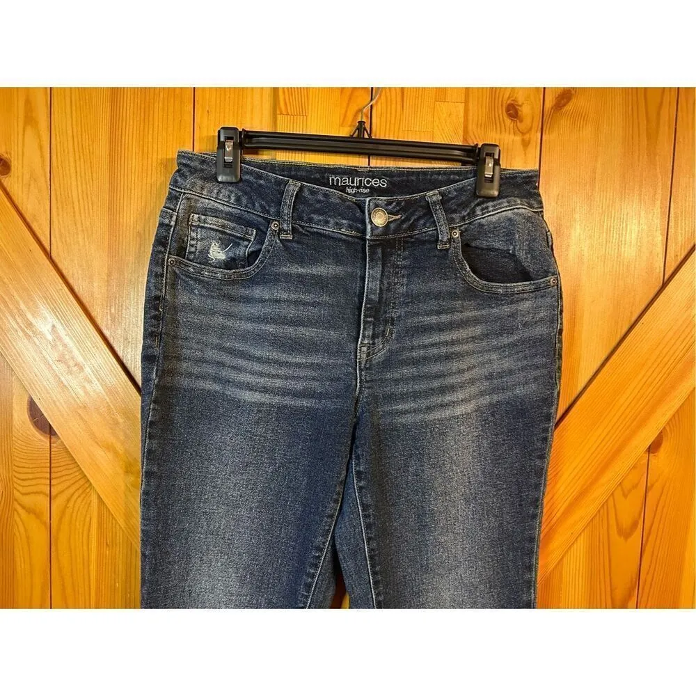 Maurices Jeans Women's Size 4R Blue Stretch Denim Distressed High Rise (4673) - Image 3