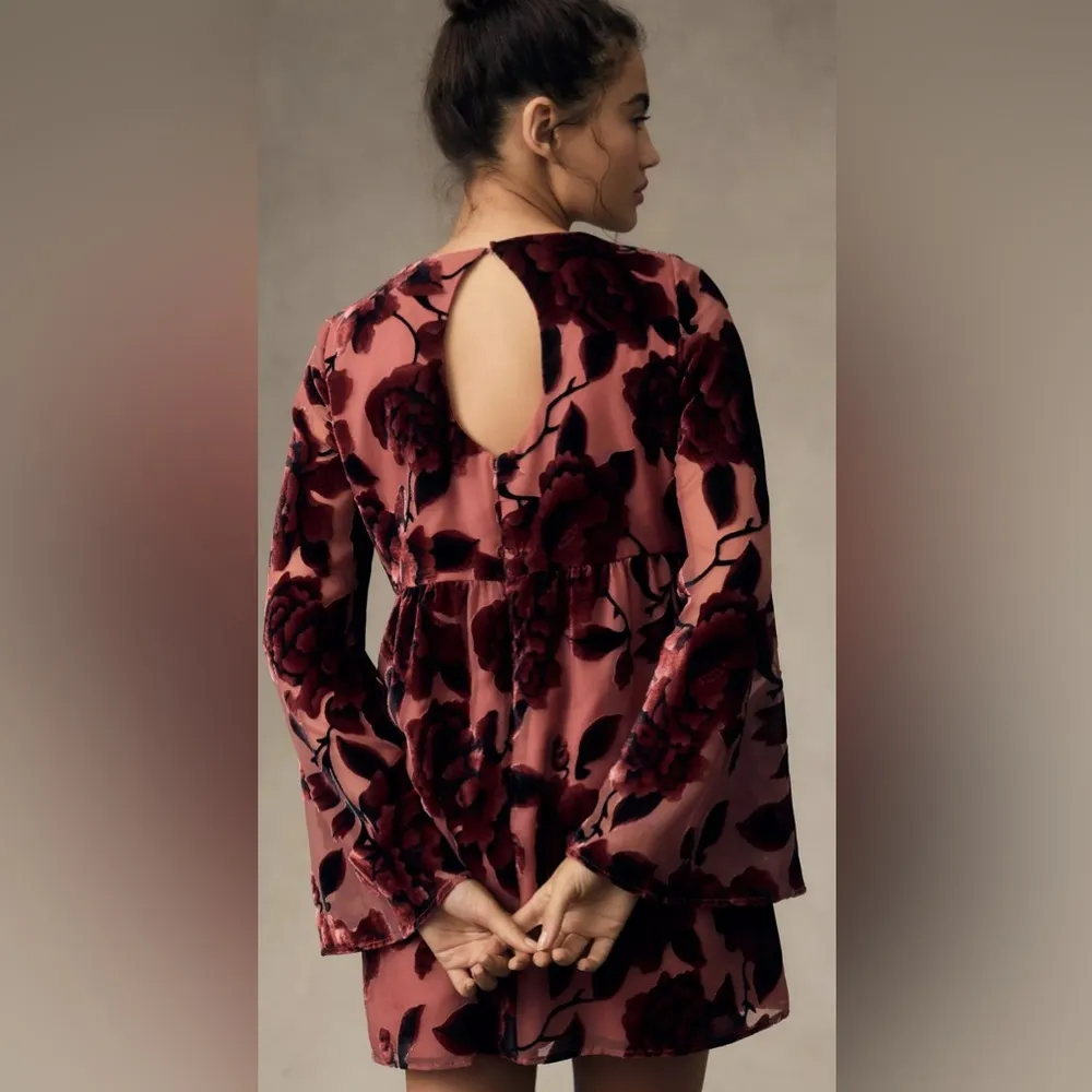 Anthropologie $188 Hutch Mini Velvet Velour Baby Doll Dress Medium - Image 3