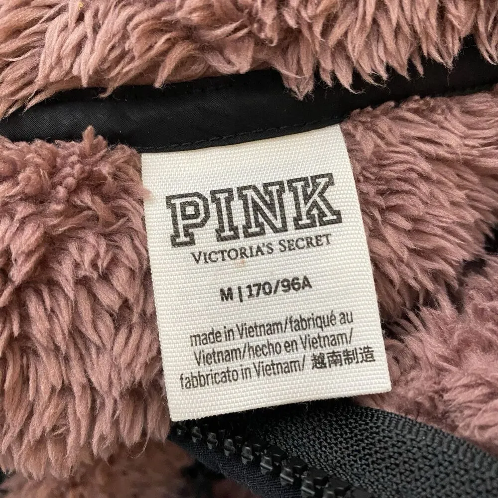 VS PINK Teddy Fleece Half Zip Pullover Sweater Sweatshirt Jacket Size Medium - Image 6