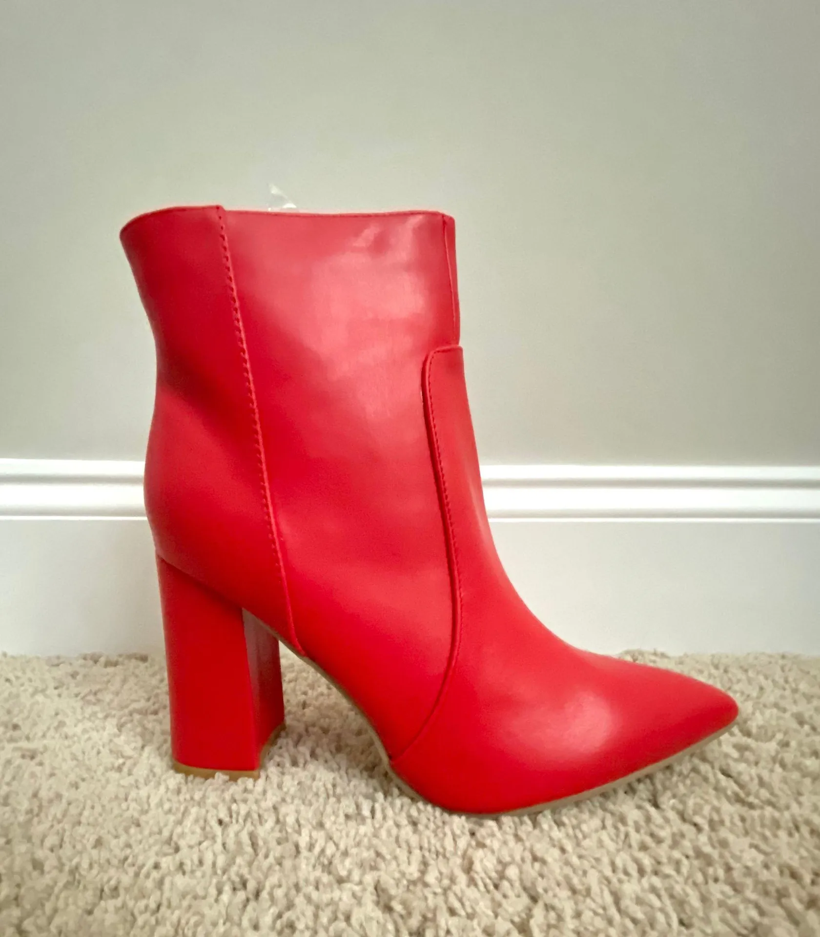 Red Heeled Booties Size 8.5 - Image 2