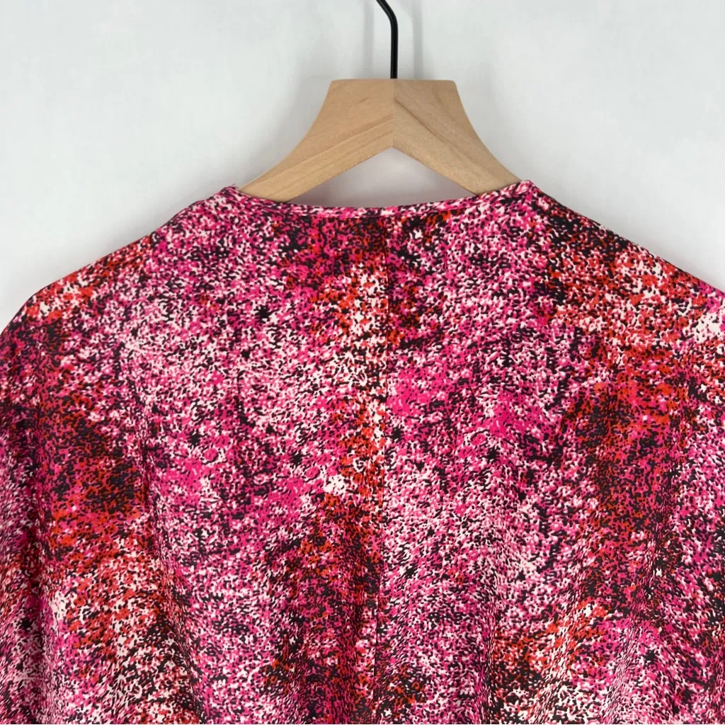 Calvin Klein Y2K Pink Printed Sequin‎ Embellished V- Neck Batwing Blouse Size XL - Image 13