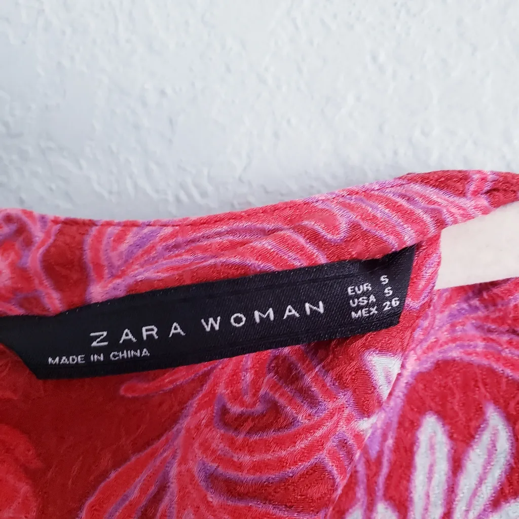 Zara Blogger Favorite Fushia Pink Bohemian Long Sleeve Ruffle Mini Dress - Image 9