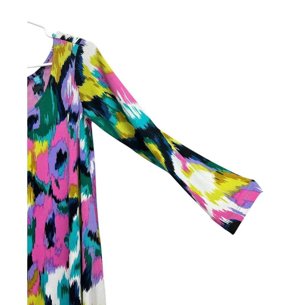 Tori Richard Honolulu Tunic Dress Multicolor Pullover Abstract 3/4 Sleeves XS - Image 5