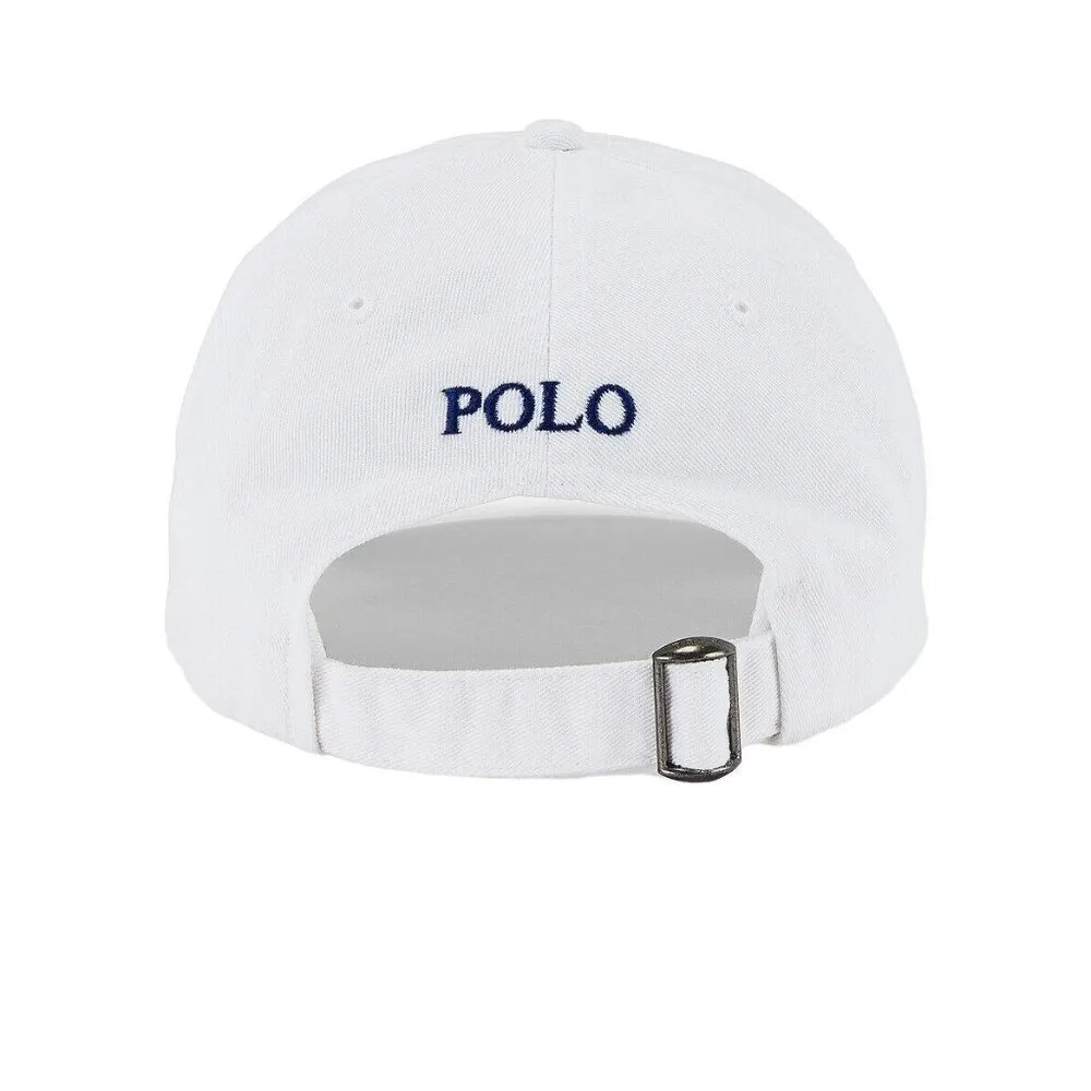 Polo Ralph Lauren Chino Cap in White & Marlin Blue One Size Unisex Hat Mens - Image 7