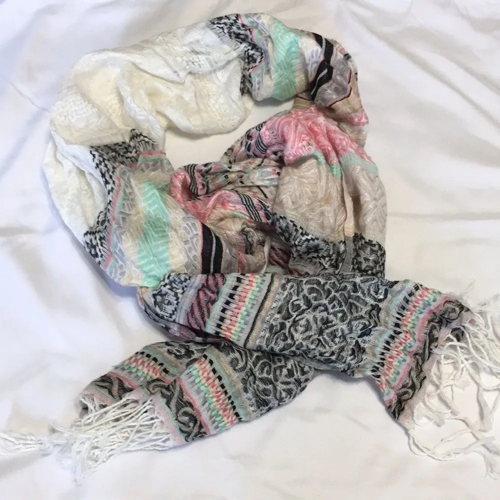 Vanity • Multicolored Scarf with Fringe White - Image 2