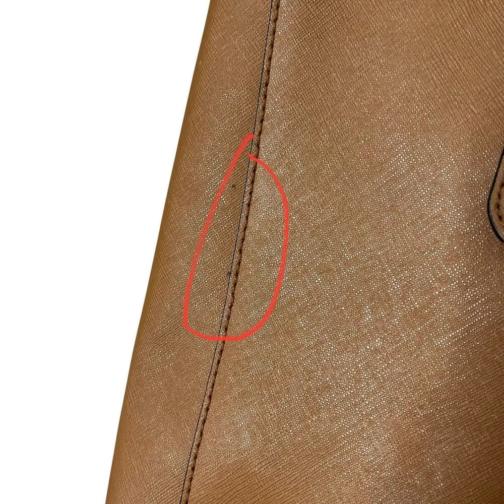 Michael Kors Jet Set Travel Safiano Leather Tote Handbag Purse Luggage Brown OS - Image 9