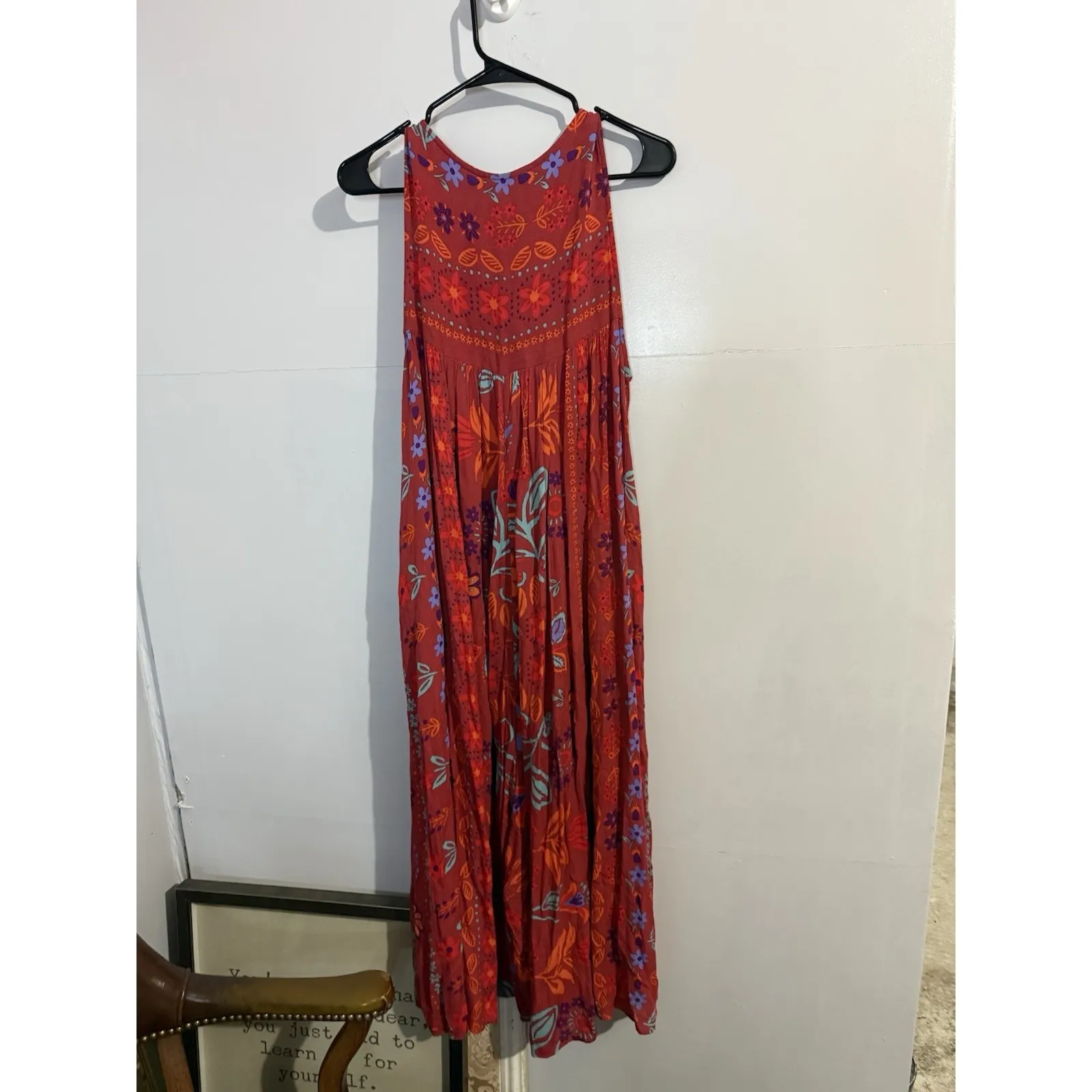 Easel Women's Boho Hippie Floral Paisley Red Print Gaucho Wide Leg Romper Size M - Image 7