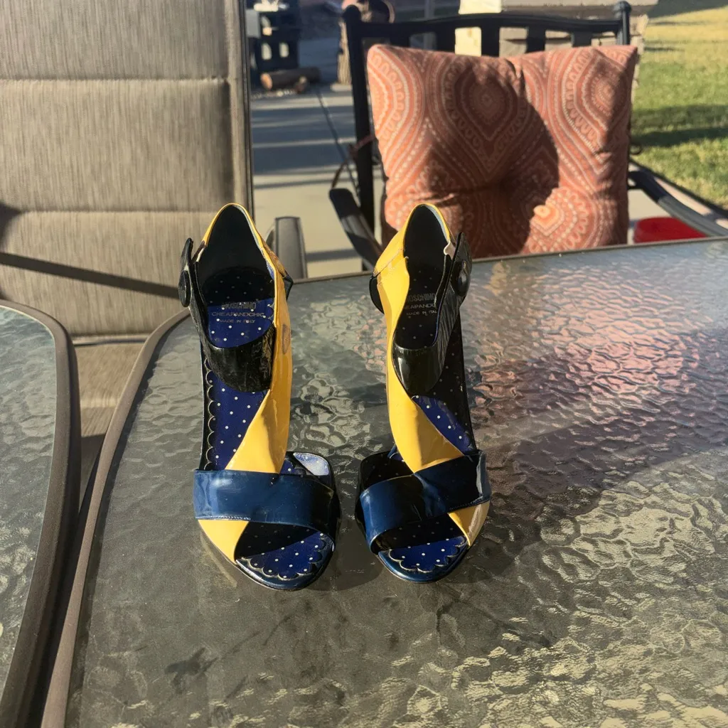 Moschino Vibrant Yellow and Navy Heels - Image 2