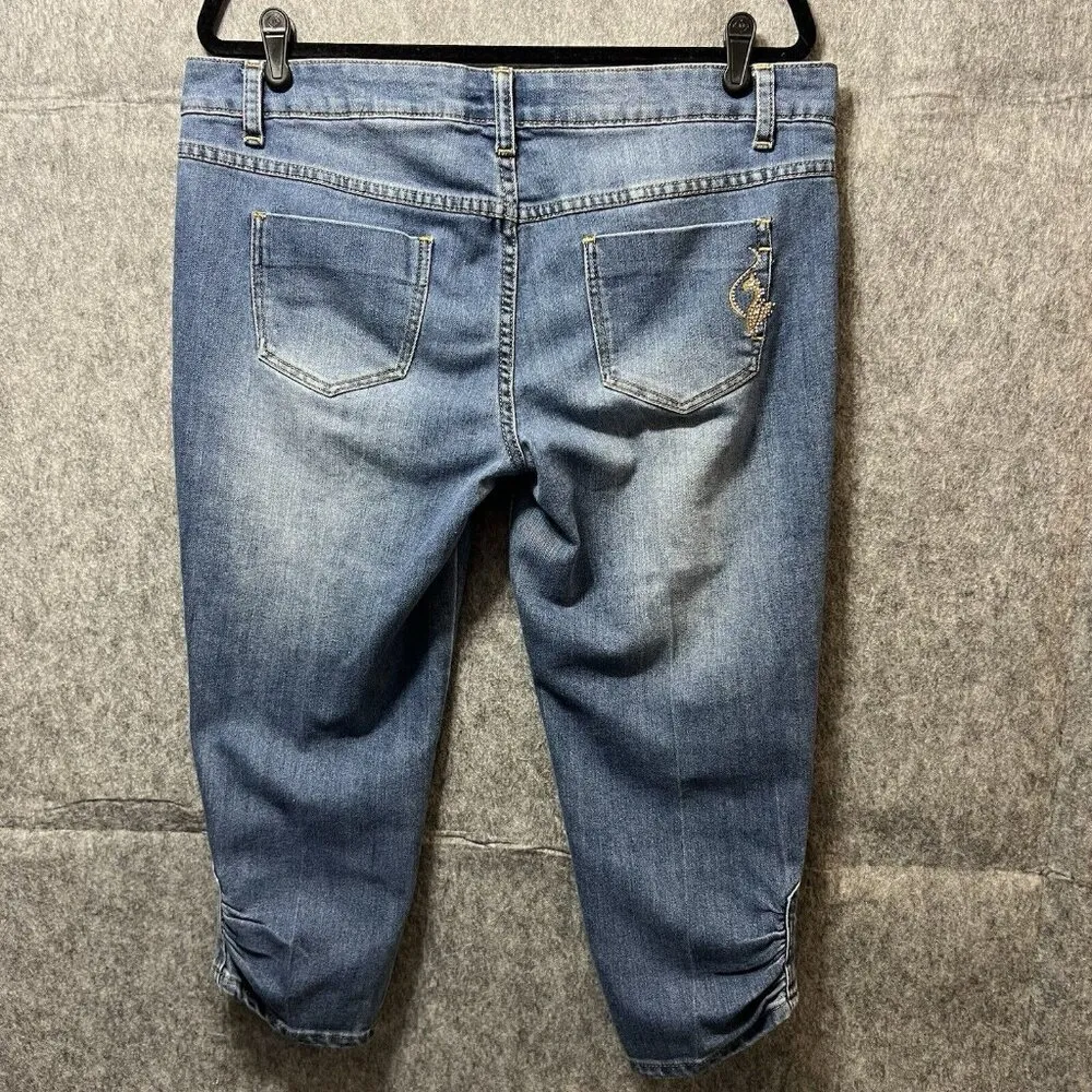 Baby Phat Fashions Jeans Womens 15 Capris Cropped Rhinestones‎ 90s Y2K Vintage - Image 7