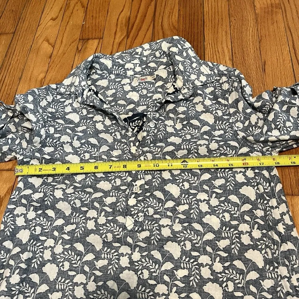 FAHERTY‎ Penny Linen Dress In Blue Indigo Echo Floral Size XS - Image 8