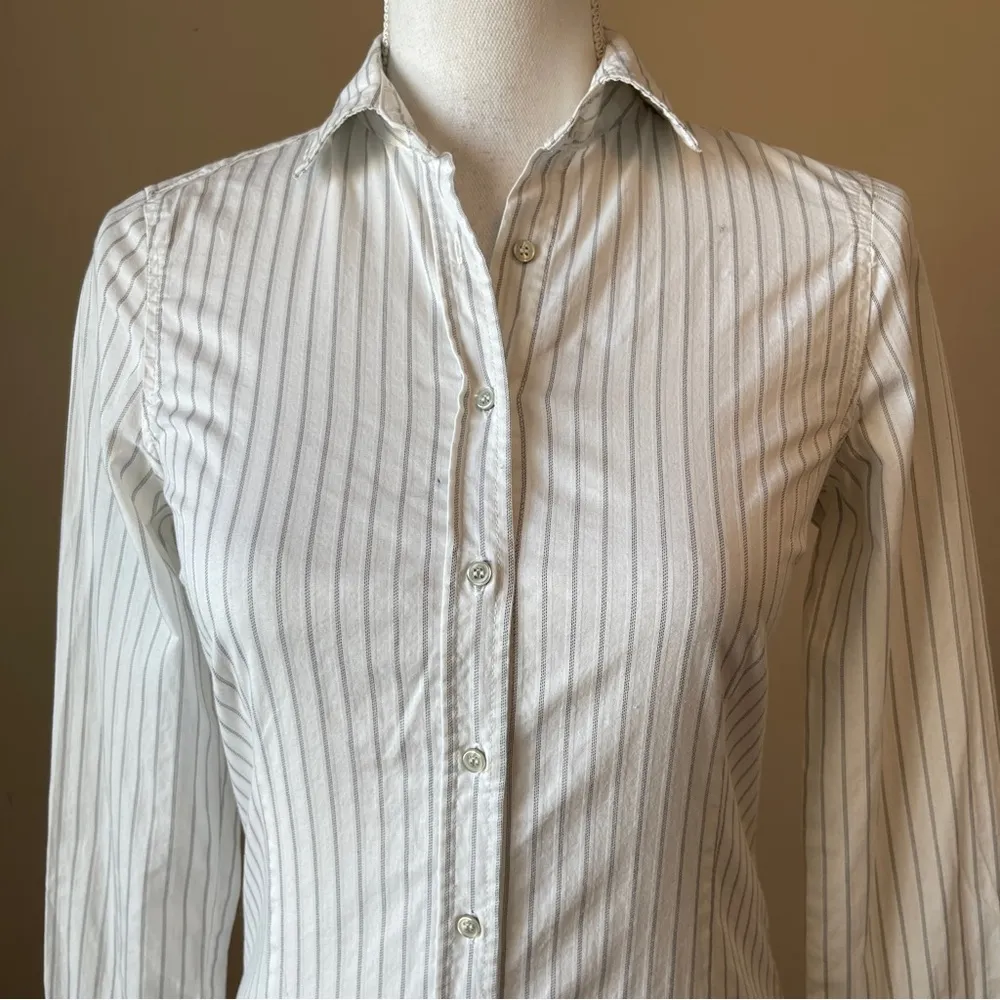 ZARA | Pinstriped Poplin Button Down Shirt Sz XS - Image 3