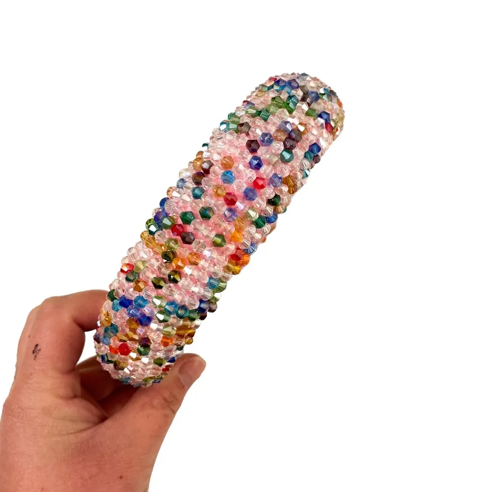 Barbie Pink Multicolor Beaded Circle Headband - Image 2