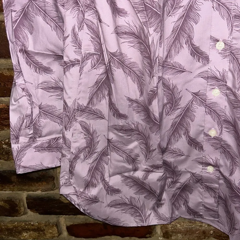 NWT Duluth Trading Co Wrinklefighter Purple Feather Button Down Tunic Top Small - Image 4