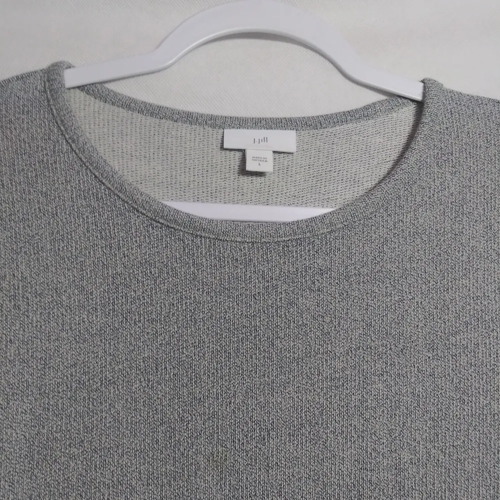 J.Jill Women’s  Gray 3/4 Sleeve Knit Top Fringe Detail Size L - Image 3