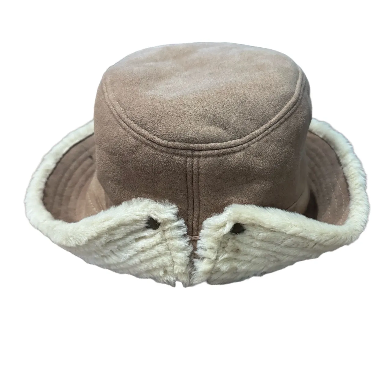 Fownes Faux Suede Shearling Bucket Hat Y2K Brown - Image 2
