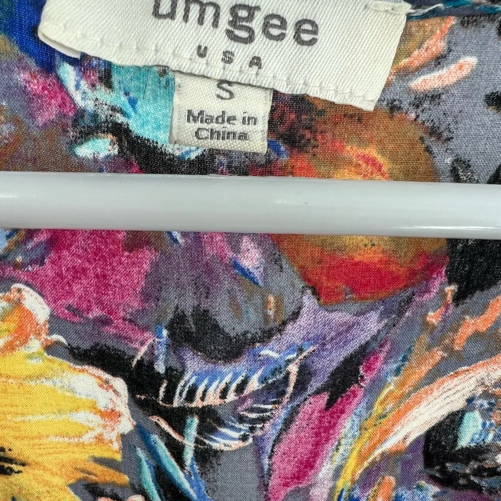 Umgee crossover cotton blend S gray floral shorts romper jumper flare sleeve - Image 9