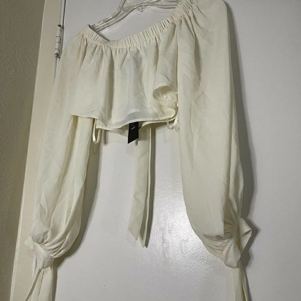 NEW! Revolve Chrissy Teigan Wat Phra Top ivory crop off shoulder blouse size XS - Image 3