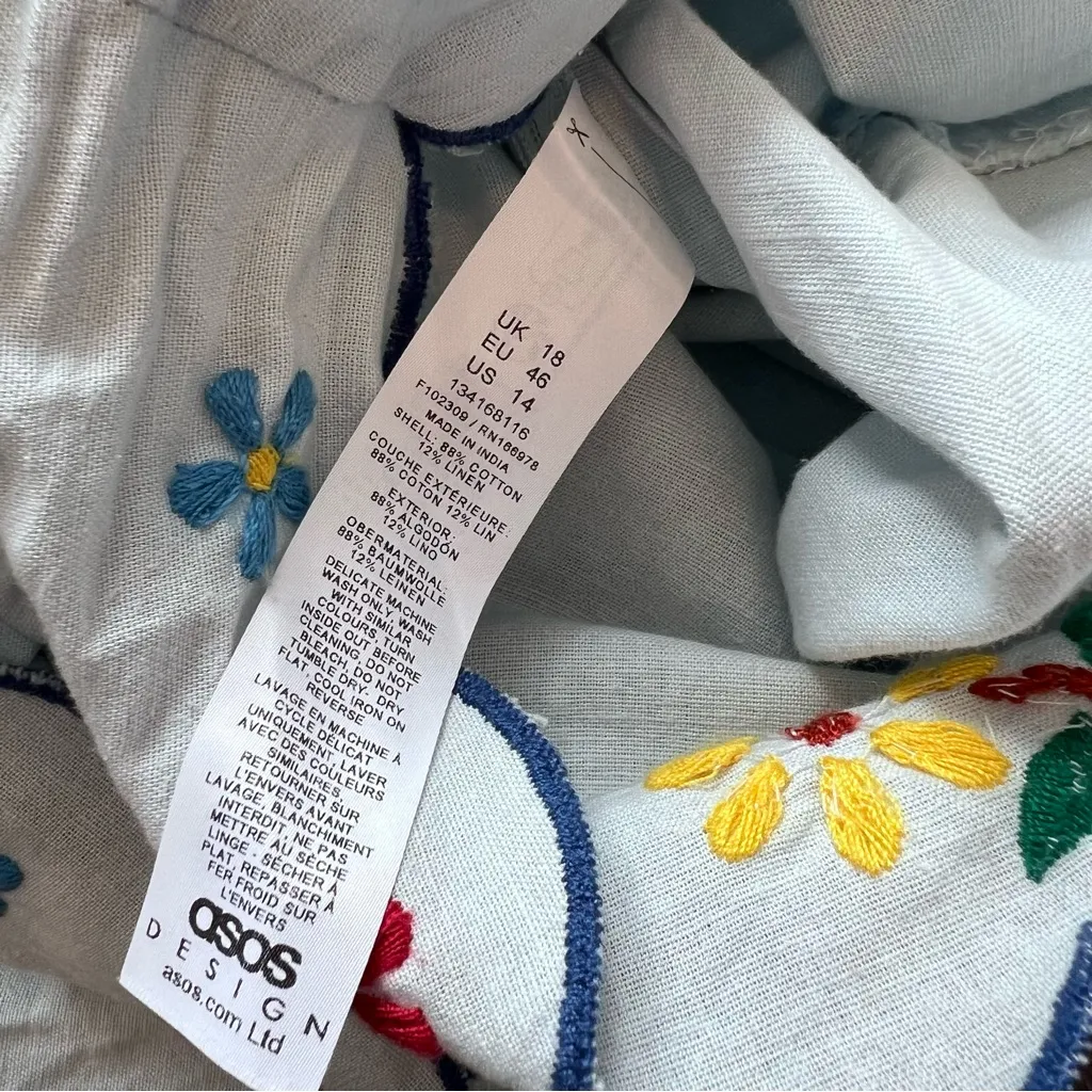 Asos linen embroidered‎ Peter Pan collar play suit romper - Image 8