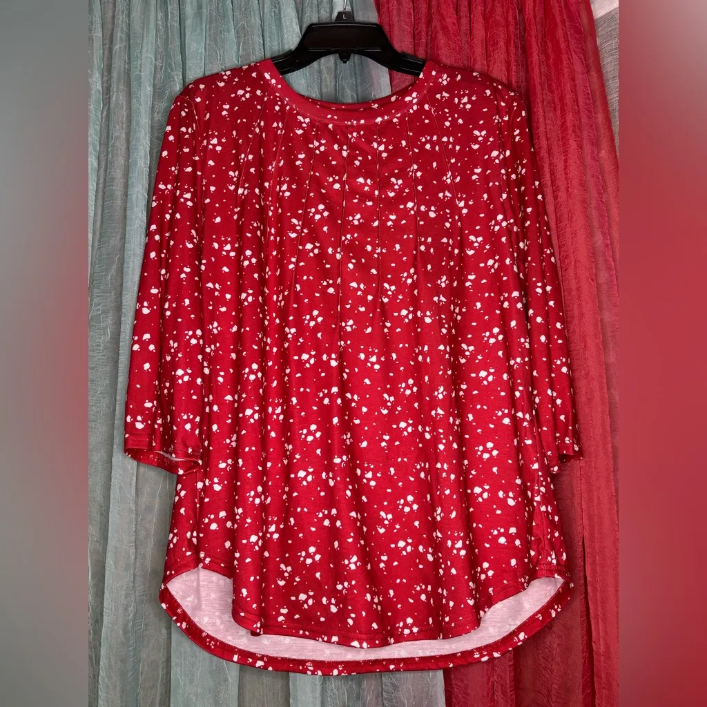 Chic Red Floral Blouse Size XL - Image 2
