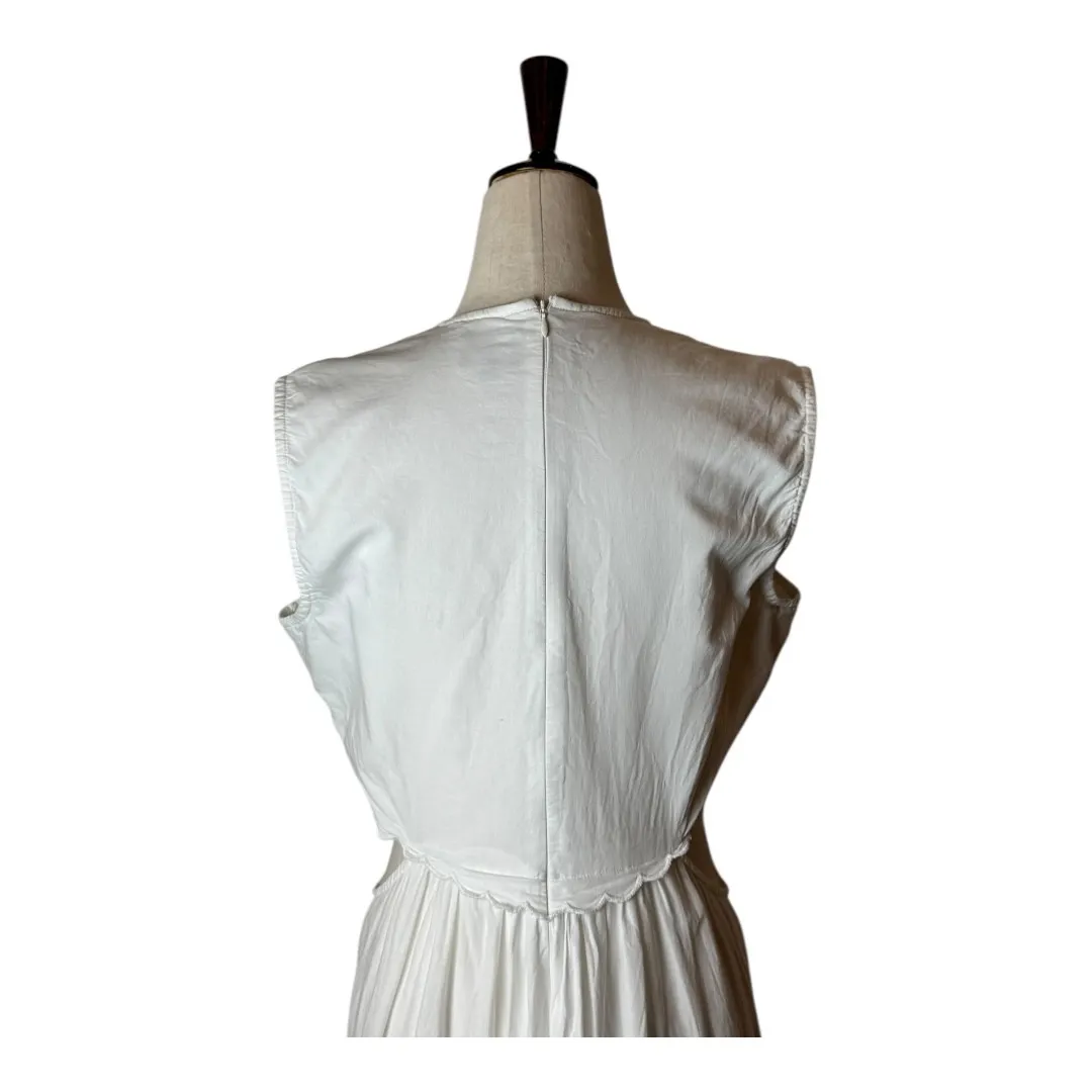 Bardot Dress Women XL White Cotton Embroidered‎ Cut Out Tiered Maxi Boho Cottage - Image 4