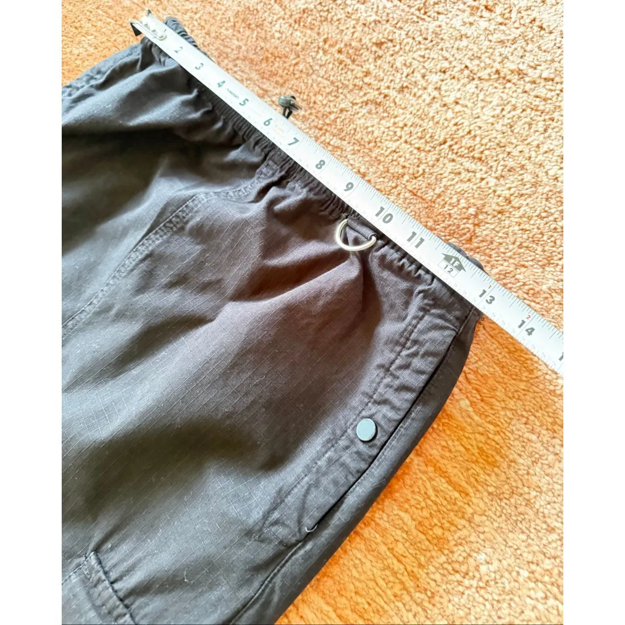 Zara Black Utility Cargo Midi Skirt XS Elastic Waist Pockets - Image 3