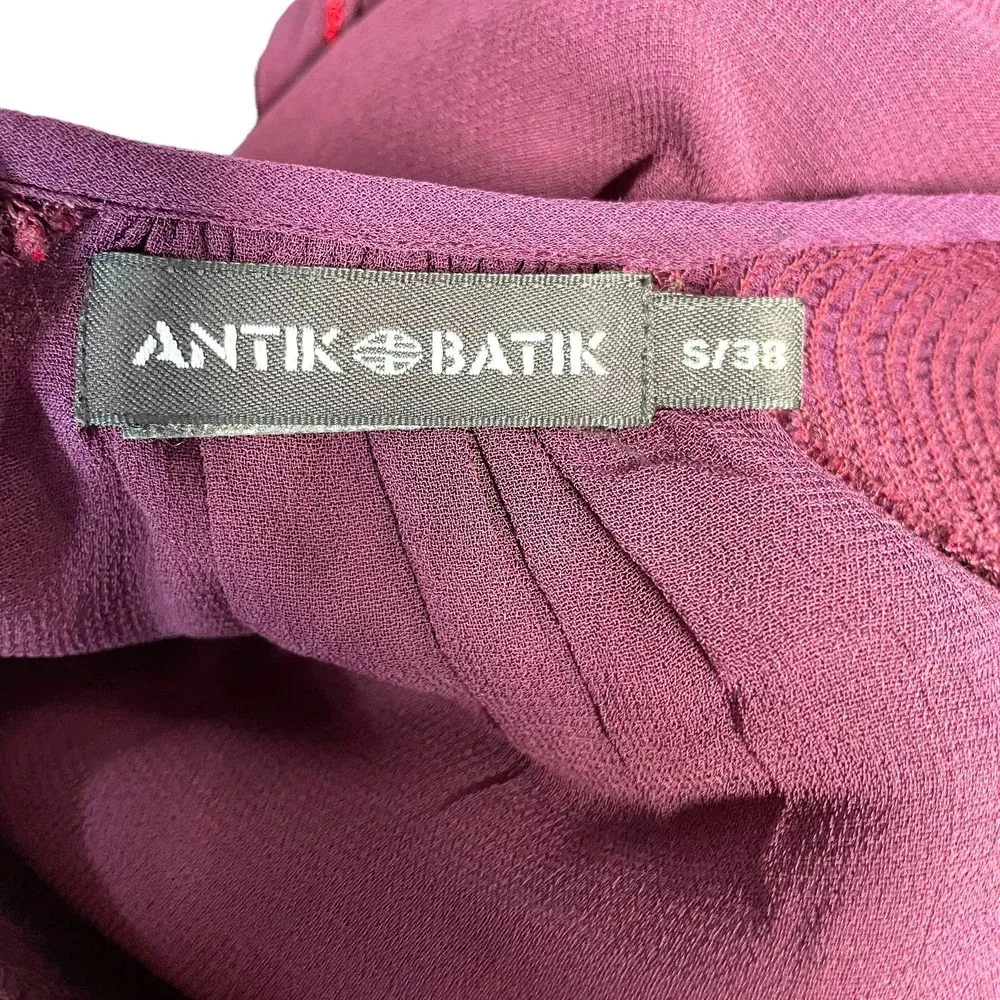 Antik Batik Frawley Embroidered Blouse Shirt Top Burgundy Purple Pink Size Small Red - Image 7