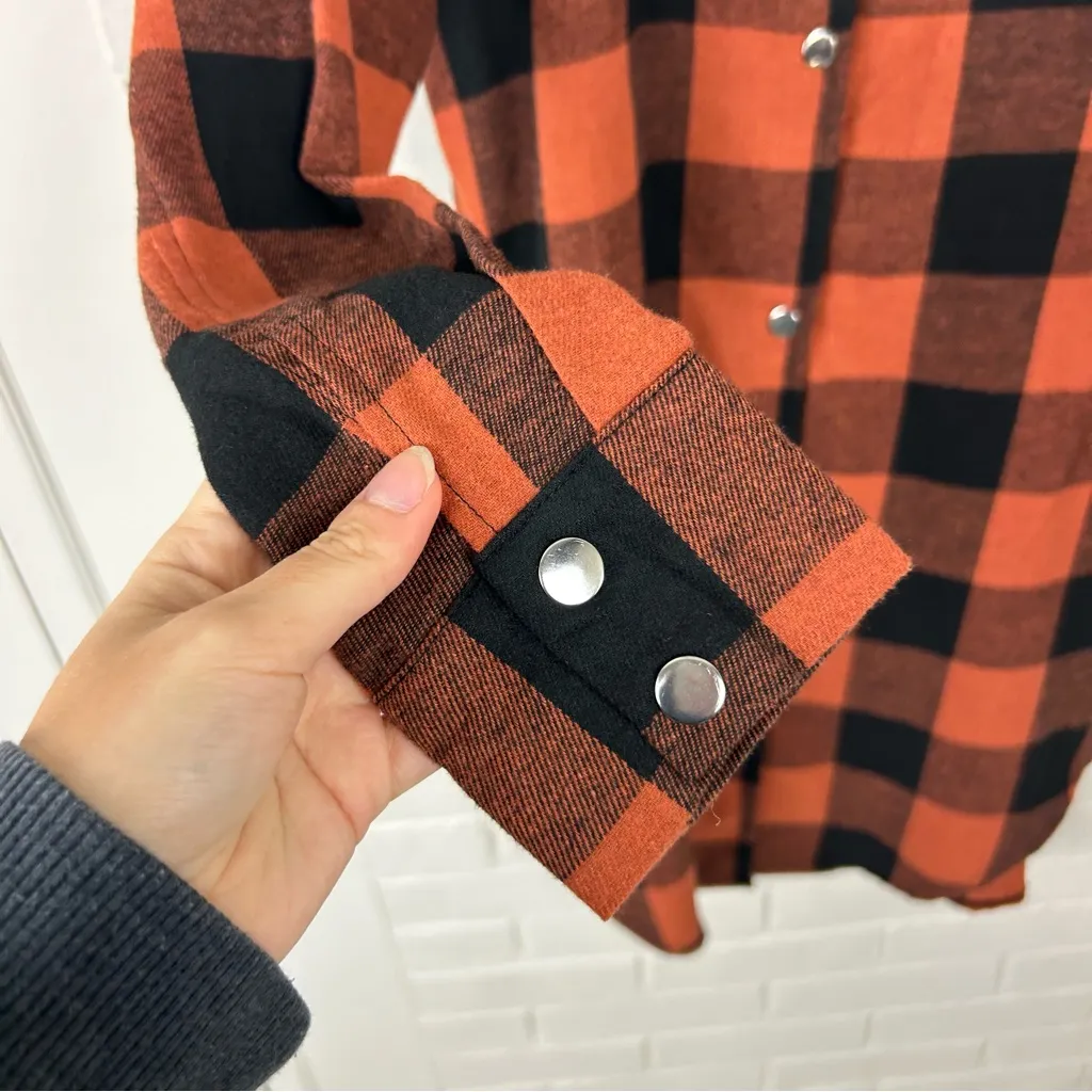 Checkered Plaid Snap Button Down Flannel Shirt Dress Size S - Image 5