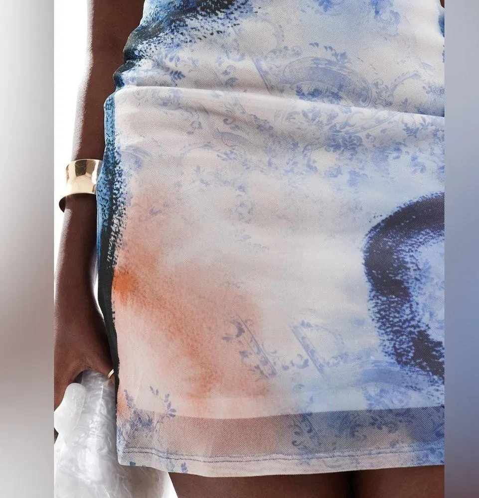 ASOS Design Mesh Cami Mini Dress With Cross Back NWT - Image 5