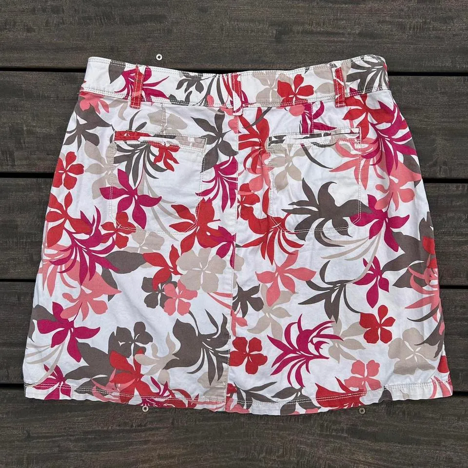 Y2K Red/Tan Croft & Barrow Floral Mini Skirt Skort w/ Built in Shorts - Image 5