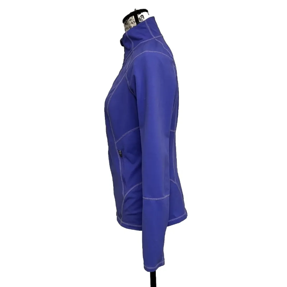 Zella Blue Full Zip Jacket Women’s 6 | Athletic Mock Neck Thumbhole Athleisure - Image 4