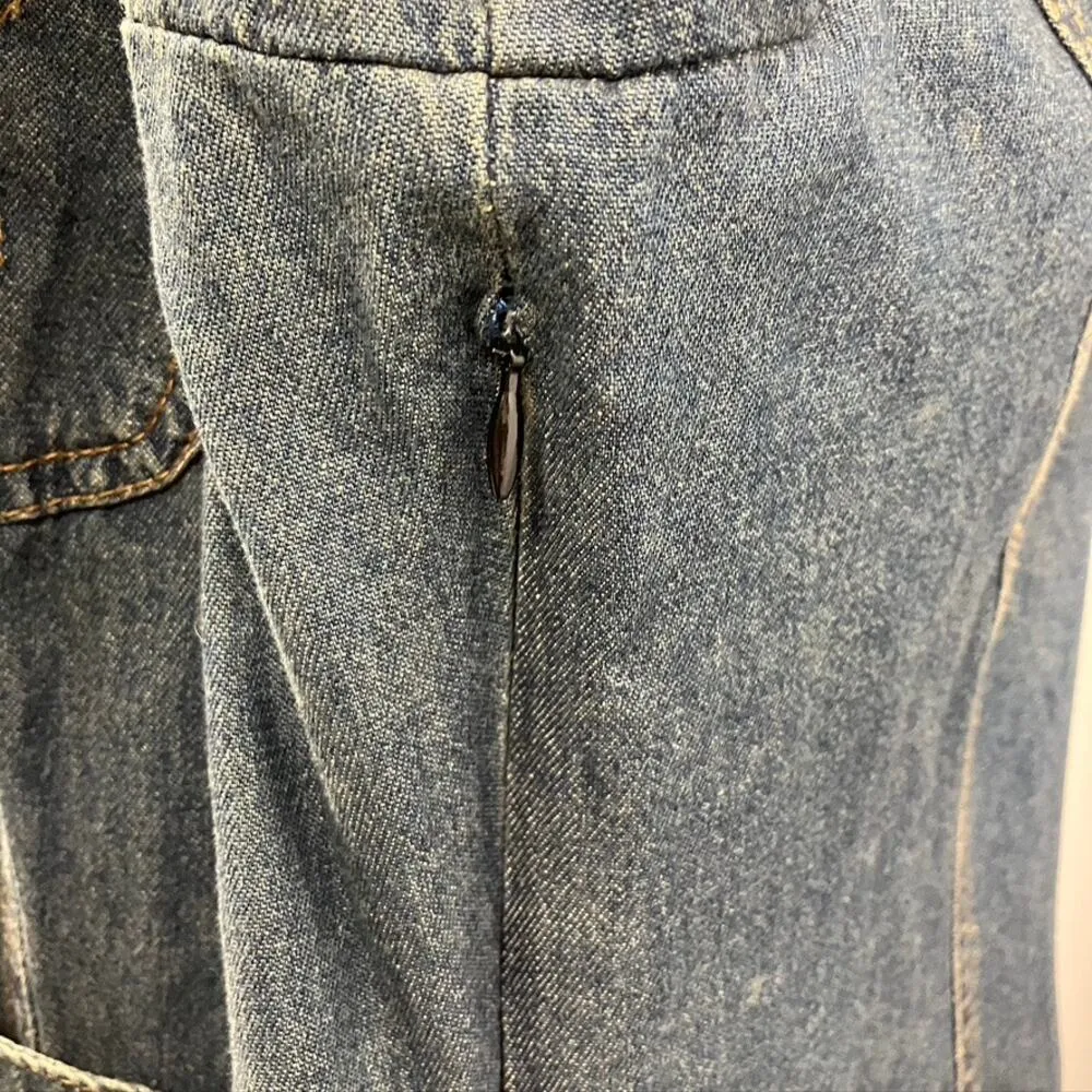 Metro Style Long Sleeve Denim Dress Womens 20 Cotton Retro Classic Spring Blue Size undefined - Image 8