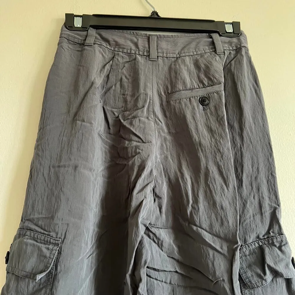 Madewell the petite harlow wide-leg cargo pant size 00P gray viscose - Image 7