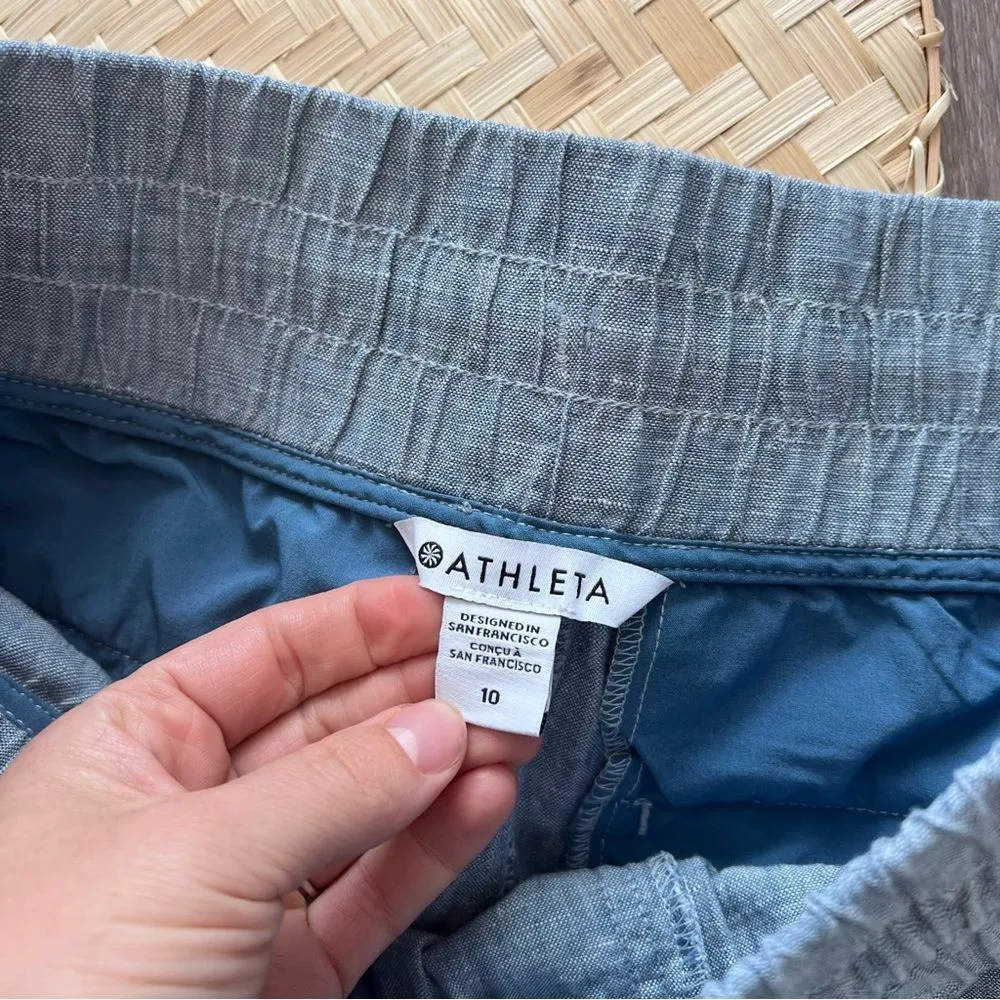 Athleta Cabo linen wide leg pants blue women’s‎ size 10 - Image 7