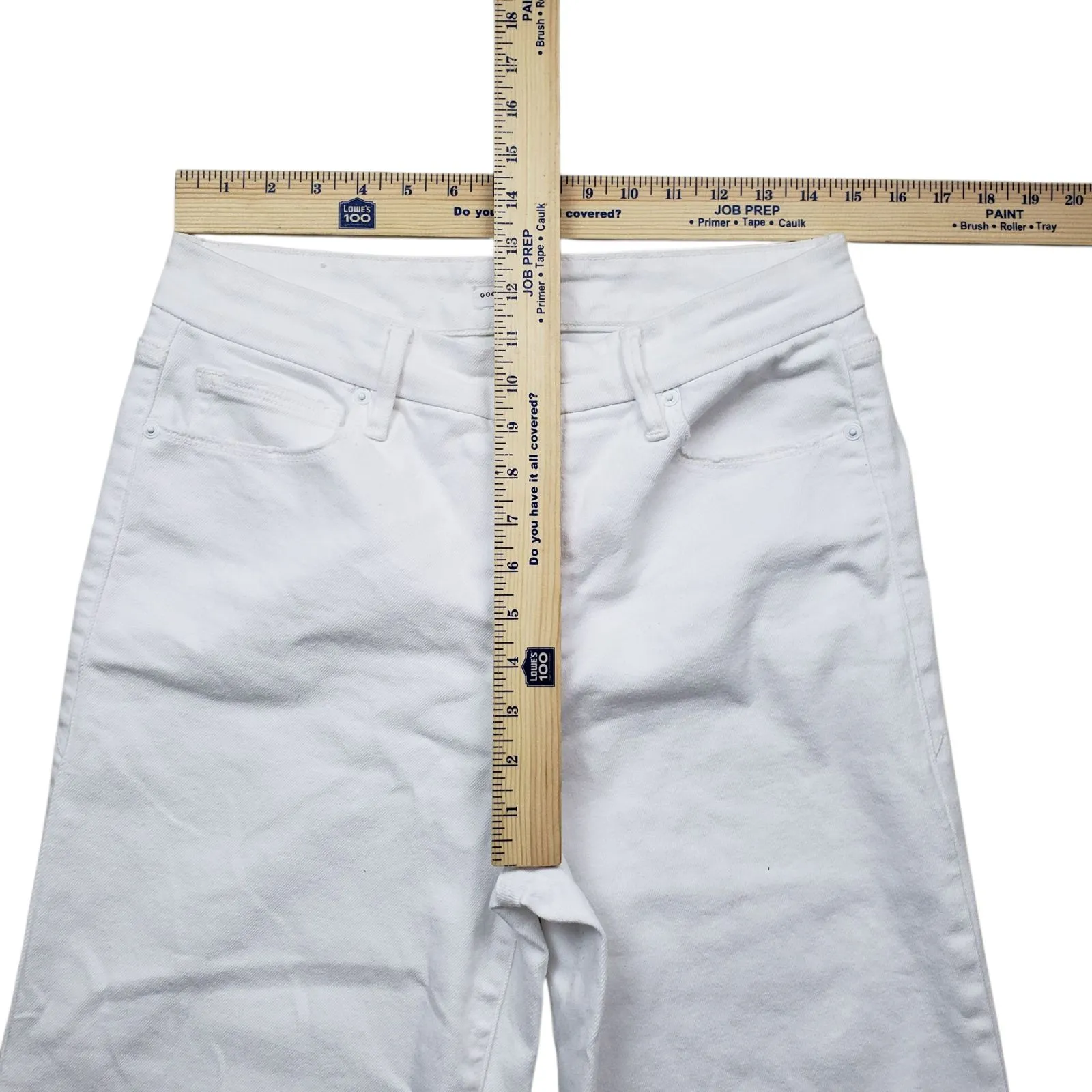 Good American Good Waist Palazzo Wide Leg Cropped Jeans Womens 10 / 30 White - Image 5