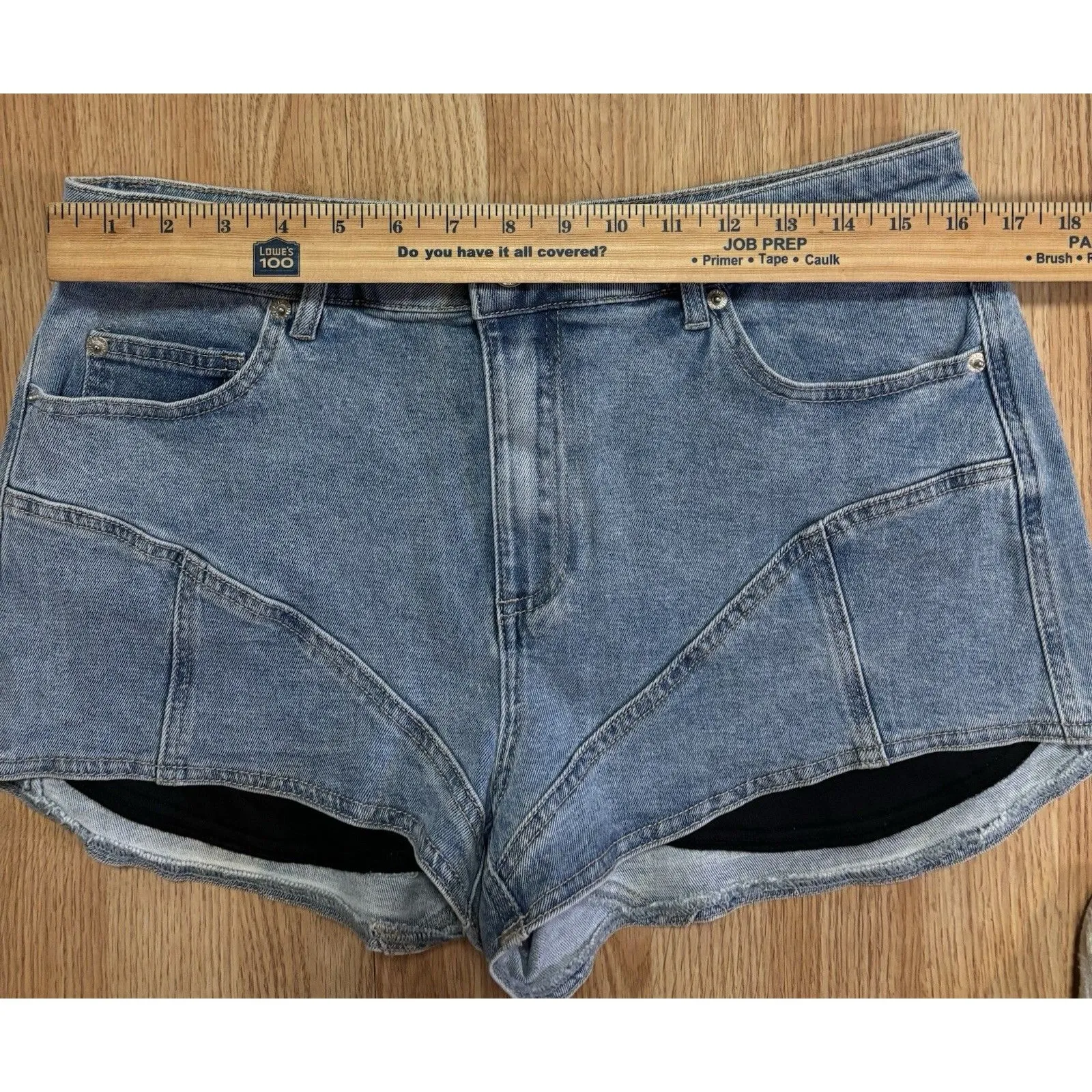 AKIRA Show Me What You Got Denim Mini By Shorts Size XL Jean With Black Pockets Blue - Image 6