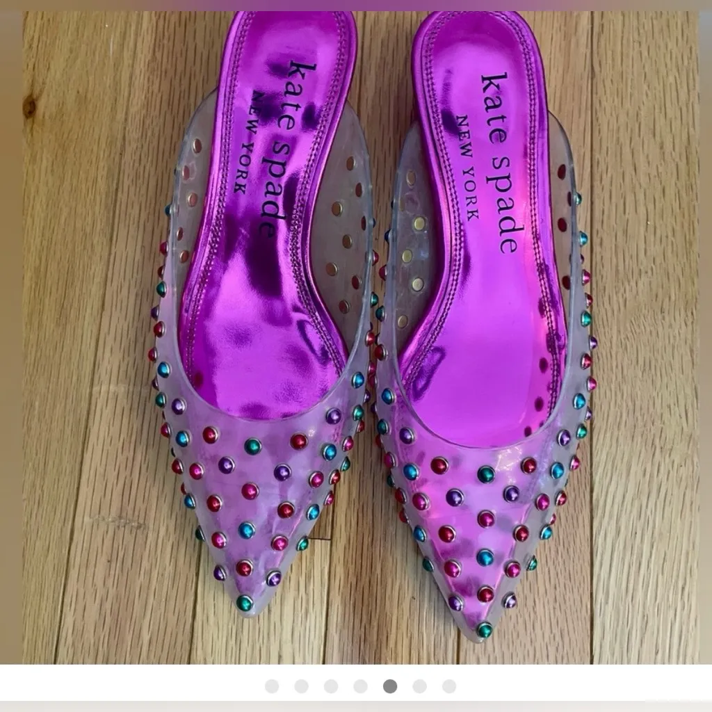 Kate Spade NWT  Pink Multicolor Studded Heels - Image 4