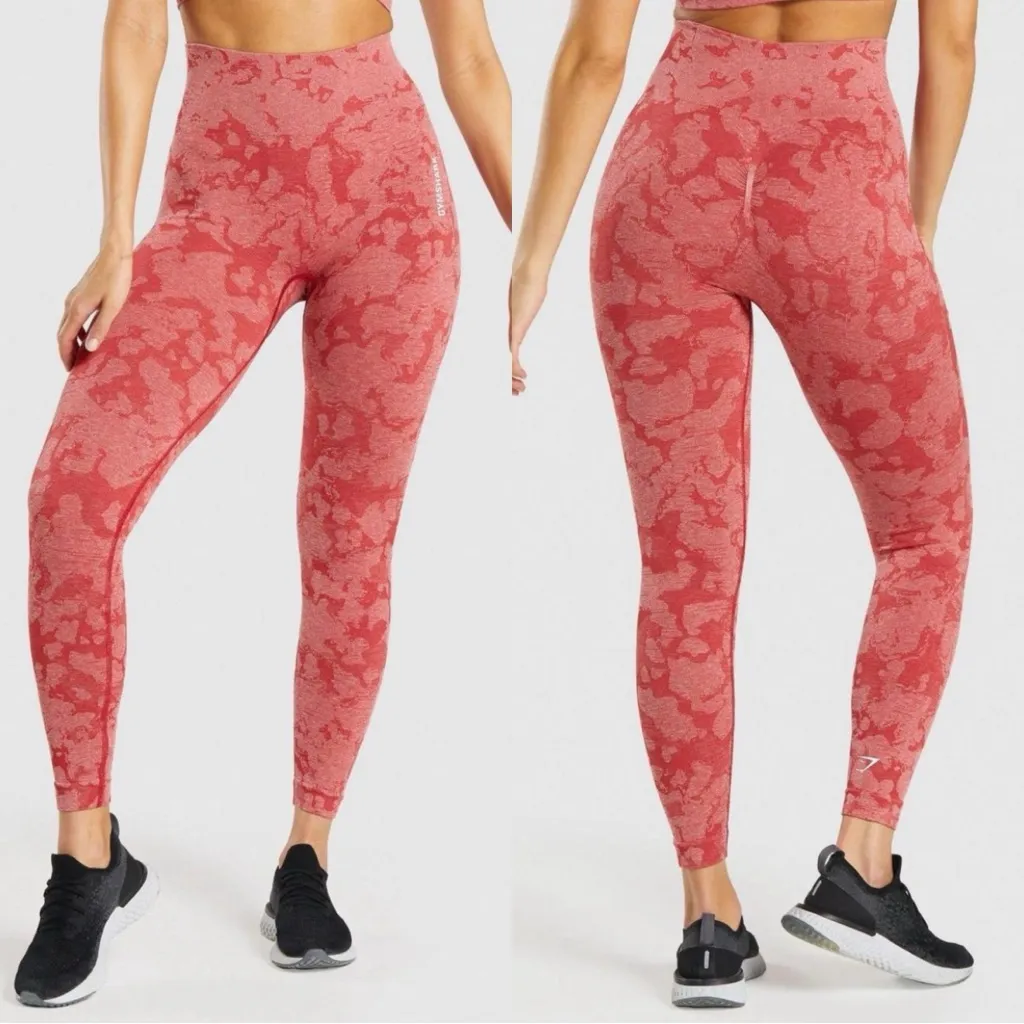 Gymshark Adapt Camo Seamless Leggings w Butt Scrunch in Red Camo ~ Size L 💚🍄 - Image 2