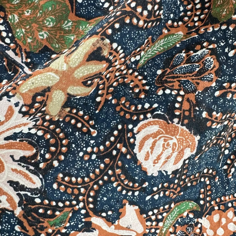 Madewell Silk Cold Shoulder Tie Tassel Straps Sea Floral Crop Top size Large - Image 9