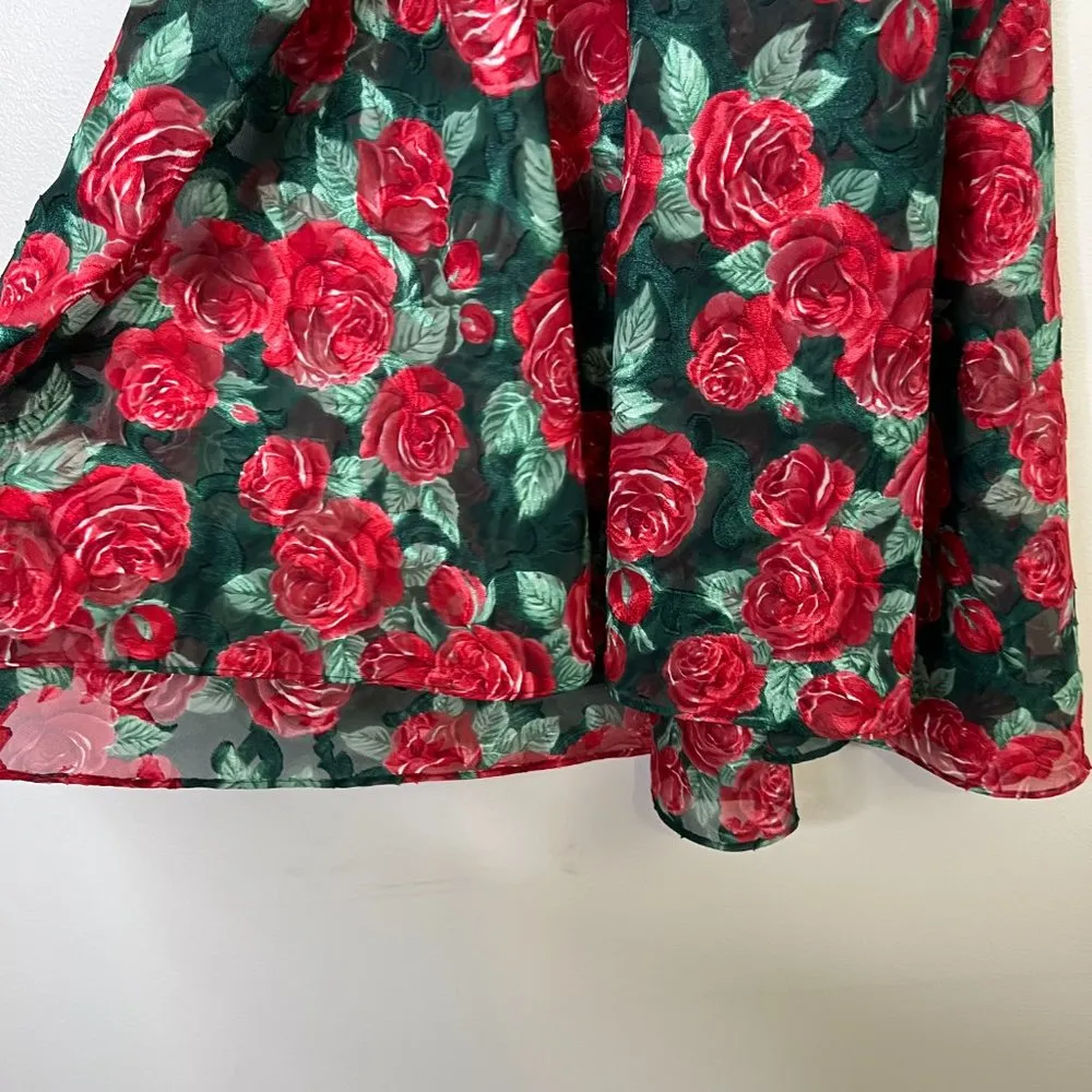 Vintage Victoria's Secret Gold Label Red Green Floral Tank Nightgown Night Shirt - Image 9