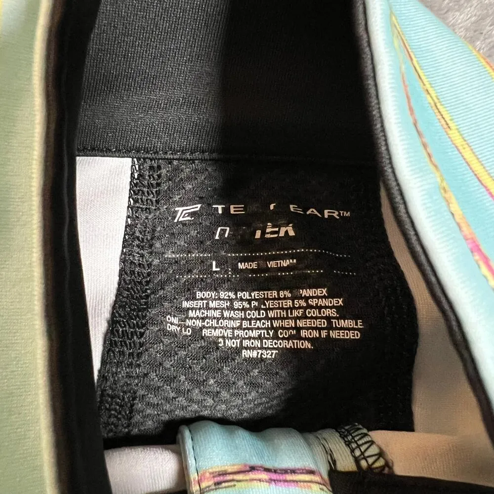 Tek Gear Stripe Mock Neck Athletic Zip Up Jacket with Mesh Inserts Size Large - Image 5