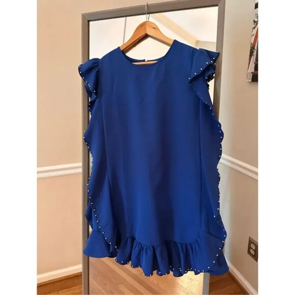 Clara Ruffle Trim‎ Embellished Dress Size Large - Image 2