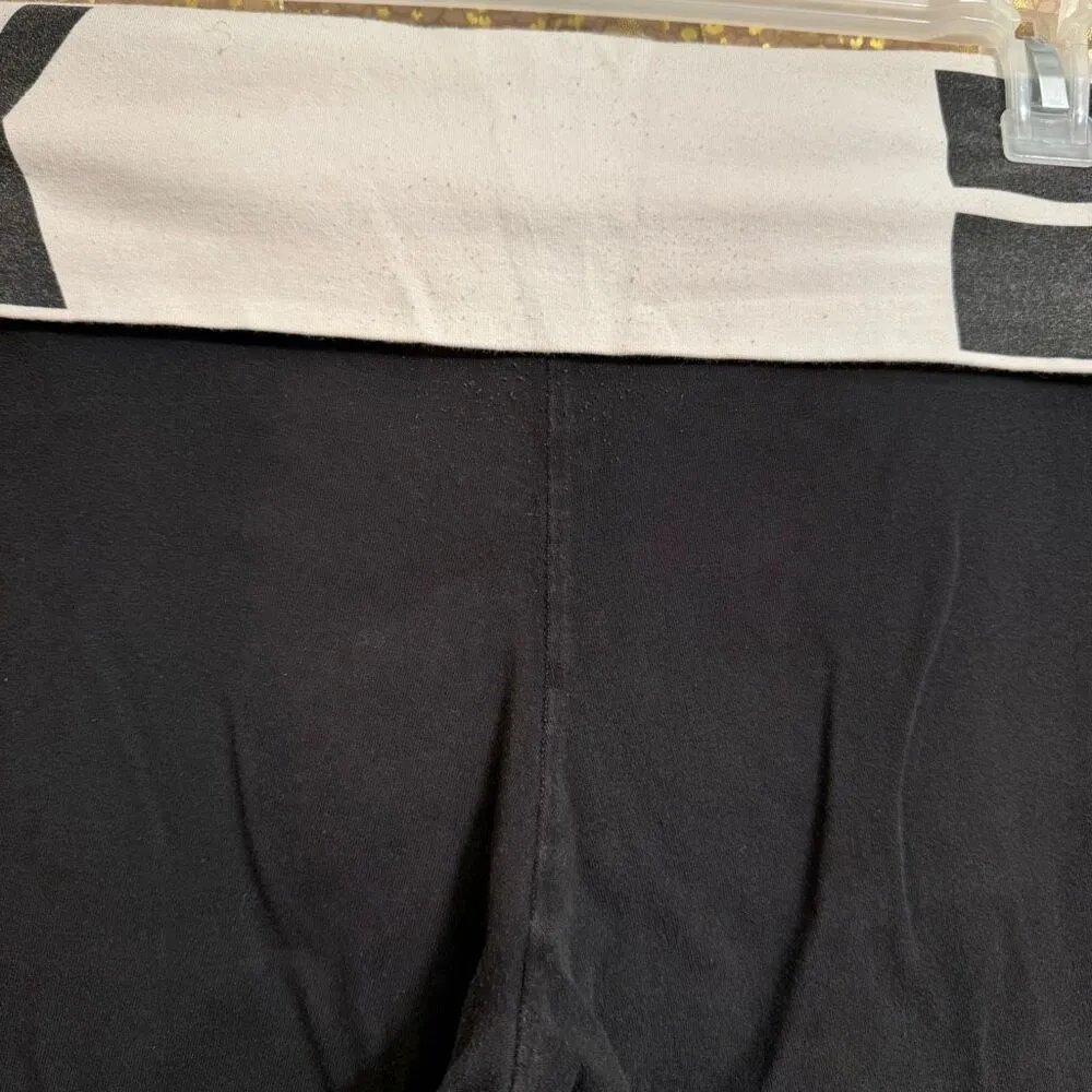 PINK Victorias Secret Foldover Yoga Black White Flawed Stained Flares Large - Image 8