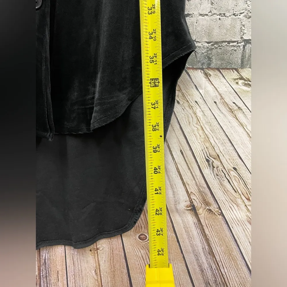 Black velvet button down shirt dress sz Large nwt - Image 4