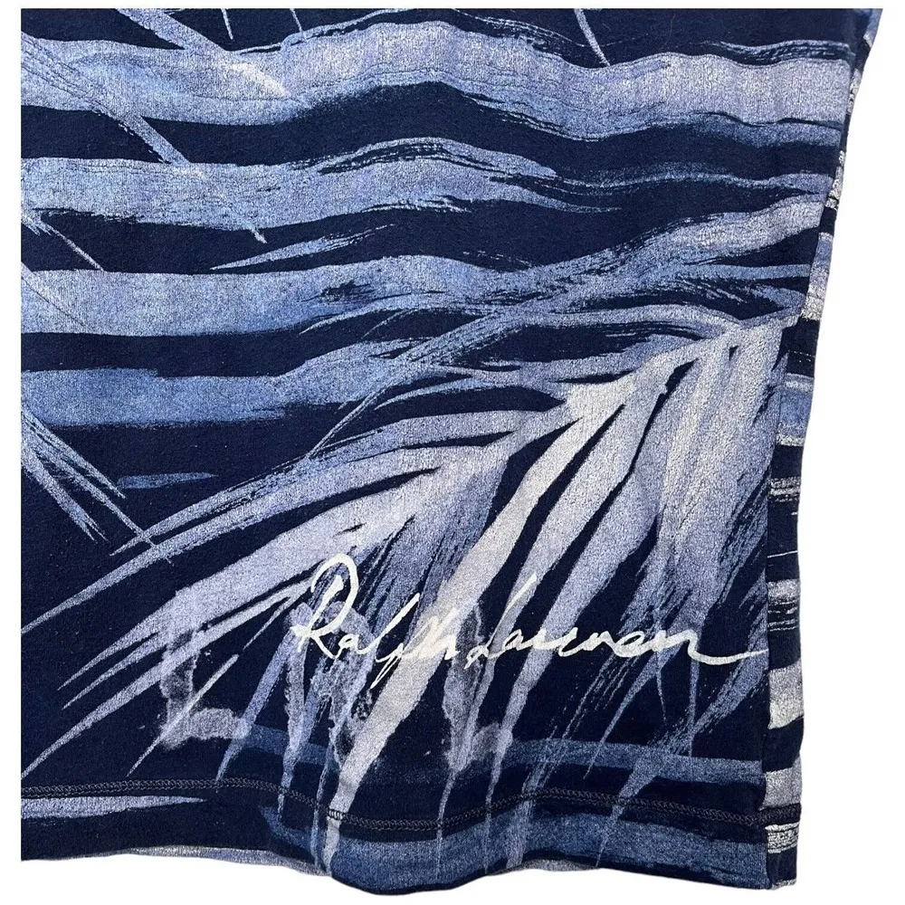 Lauren Ralph Lauren Jeans Co Tropical Palm Leaves Blue L Size L - Image 6
