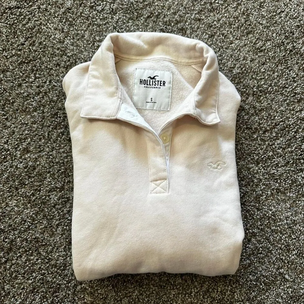 Hollister-co Women's Pink and Cream Sweatshirt - Image 4