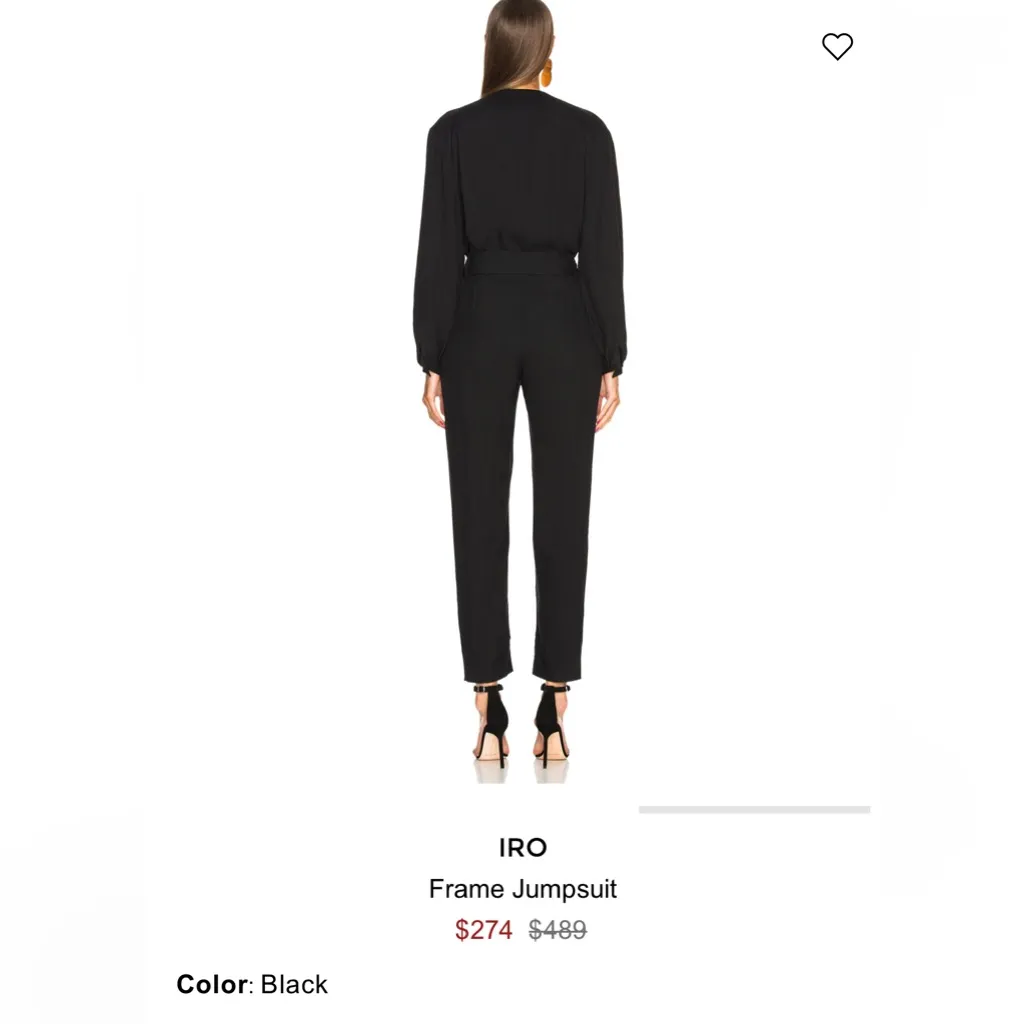 IRO Paris Frame Crepe Jumpsuit Size 38/6 Black Retail $490 - Image 3