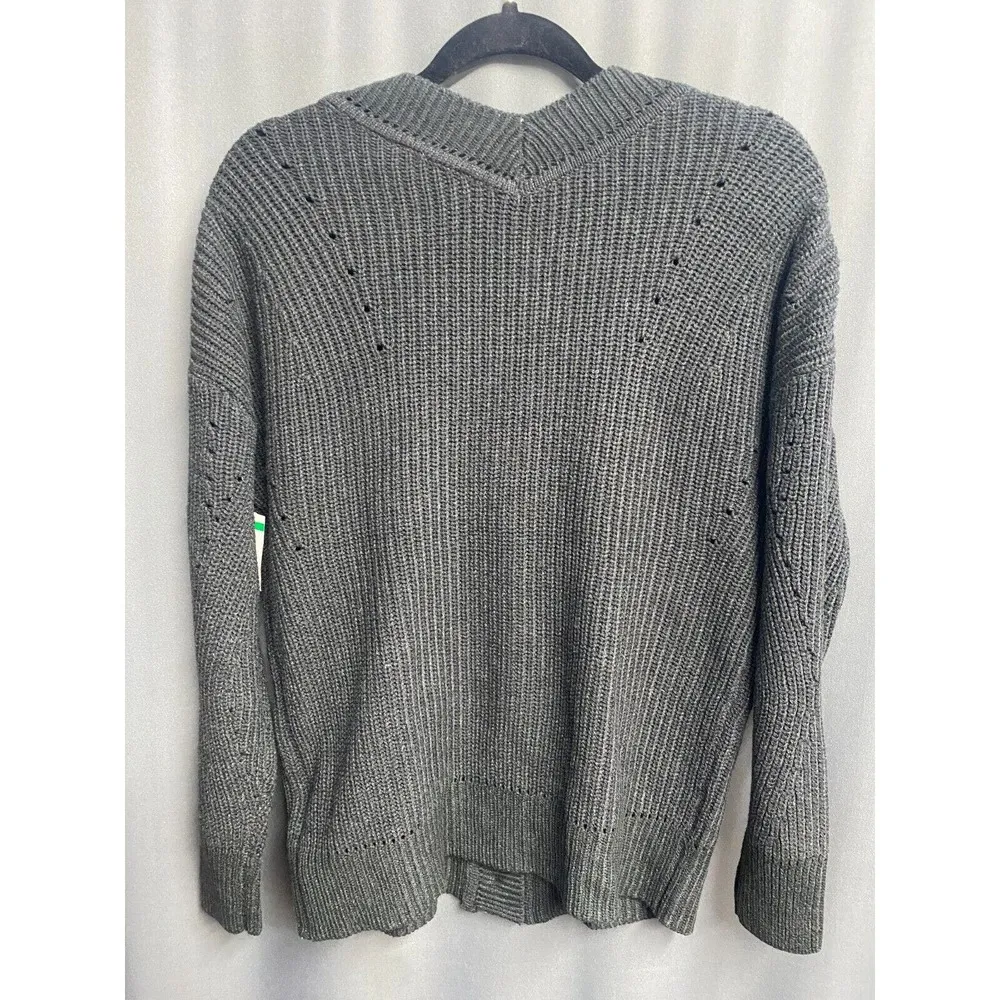 Cloth By Design Cardigan Womens XS Gray Knit Button Front V Neck Long Sleeve B63 - Image 5